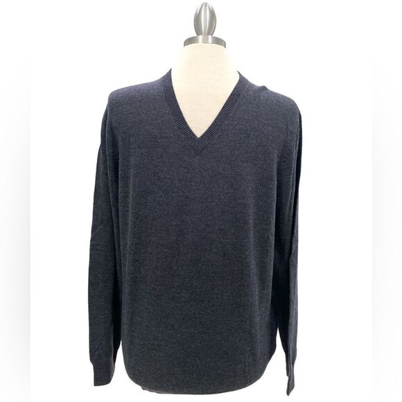 Joseph Abboud Other - Joseph Abboud dark gray 100 % extra fine merino ribbed v neck cuffs waist